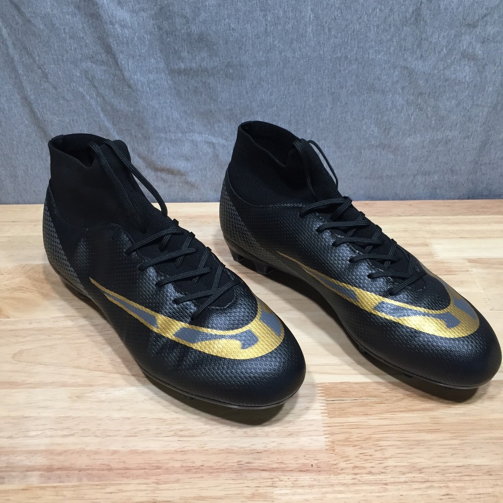 Black Gold High Top Soccer Cleats Men's Size 42 Firm Ground Football Boots